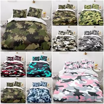 Камуфляжный армейско-зеленый пододеяльник Doona, комплект постельного белья, одинарный, двухместный, королева Single 135x200cm