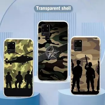 Камуфляжный чехол для телефона в стиле милитари для Samsung Galaxy S10 S21 S22 Plus Ultra A91 A51 A21S A12, прозрачный чехол для телефона Galaxy S30