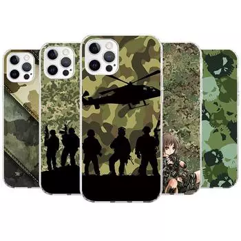 Камуфляжный чехол для телефона в стиле милитари для Apple iPhone 11 12 13 15 14 Pro 7 XR X XS Max 8 Plus + Mini SE, мягкий чехол с индивидуальным принтом iPhone 13 Mini