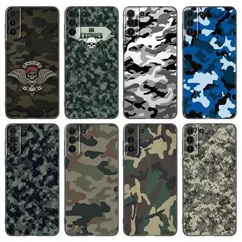 Камуфляжный камуфляжный чехол для телефона в стиле милитари для Samsung Galaxy S20 S21 FE S22 Ultra S10 Lite S10E S9 S8 Plus S7 Edge, мягкий черный чехол Samsung S10E