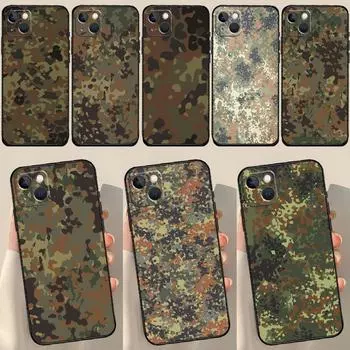 Камуфляжный камуфляжный чехол Flecktarn для iPhone X XR XS Max 12 13 Mini 7 8 Plus SE 2020 11 12 13 14 15 Pro Max задняя крышка iPhone 13
