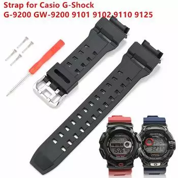 Камуфляжный ремешок для Casio G-Shock G-9200 GW-9200 9101 9102 9110 9125 мужской резиновый водонепроницаемый спортивный ремешок для часов браслет серебряный/синий