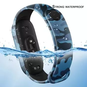Камуфляжный силиконовый водонепроницаемый ремешок для часов браслет для Mi Band 5 умный браслет