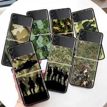 Камуфляжный военный чехол для телефона Samsung Galaxy Z Flip 5 4 3 5G, черный твердый чехол ZFlip 5 4 3, роскошный противоударный чехол-бампер Samsung Z Flip 5