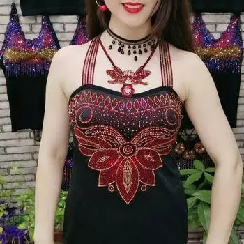 Камзол со стразами, женский сексуальный эластичный модный жилет с узором бабочки, полые креативные высококачественные осенне-зимние теплые подтяжки M чёрный