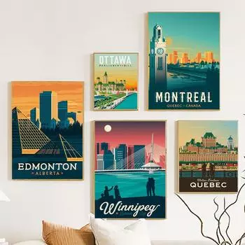 Канада путешествия холст живопись Оттава Эдмонтон Монреаль Тадуссак Ванкувер Квебек городской пейзаж плакаты настенные художественные фотографии Декор 21x30cm No Framed