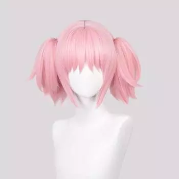 Kaname Madoka Wig Puella Magi Madoka Magica Cosplay Wig 30cm Pink Hair With Double Ponytails Heat Resistant Hair Wigs + Wig Cap One Size
