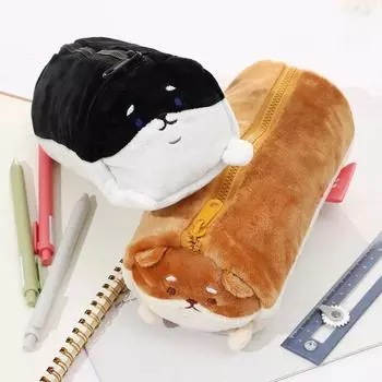 Канцелярская косметичка Сумка для ручек Плюшевый пенал Сумка для хранения канцелярских принадлежностей Косметичка Карандаши коричневый