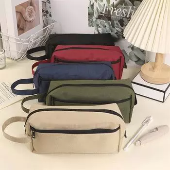 Канцелярская сумка, пенал, настольный органайзер, косметичка, вместительный держатель для карандашей, сумка для хранения на молнии, школьные принадлежности чёрный