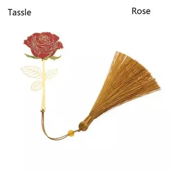 Канцелярские принадлежности, новый металлический зажим для книг в китайском стиле с кисточками, окрашенная латунная закладка, нумерация страниц Tassle-Rose