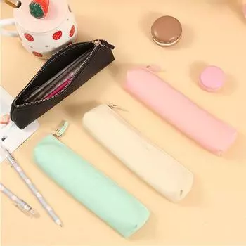 Канцелярские принадлежности ярких цветов из искусственной кожи, школьные принадлежности, сумка для ручек, сумка для карандашей, сумка для хранения Green