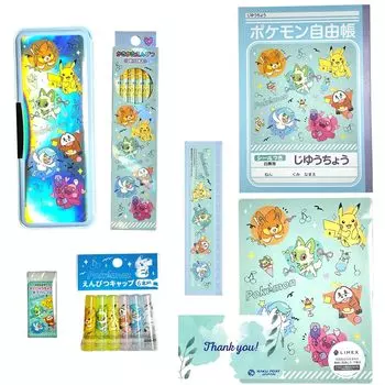 Канцелярские принадлежности Showa Note Pocket из 7 предметов, подарочный набор Monster Colorful Pop, подарок на поступление в начальную школу, набор RPJ Anipoke 950729M09