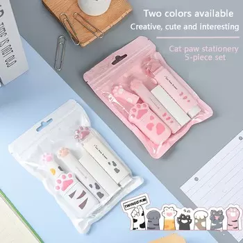 Канцелярские принадлежности TWINGO Cat s Paw, набор из 5 предметов, супервыгодный подарочный пакет для канцелярских принадлежностей для студентов, креативный подарок на день рождения, подарок для студентов