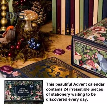 Канцелярские товары Адвент-календарь Зимний лесной рождественский календарь обратного отсчета на 24 дня Канцелярские товары Подарки Адвент-календарь для любителей канцелярских товаров A