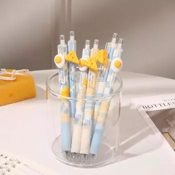 Канцелярские товары Быстросохнущая гелевая ручка с нажимным стержнем Ручка для знаков Нейтральная ручка Ручные гелевые ручки Ручки с черными чернилами 6PCS Random