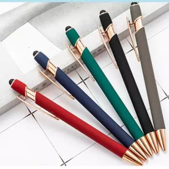 Канцелярские товары, офисные школьные принадлежности, новости, шариковая ручка с сенсорным экраном, милый металлический пресс для ручки, алюминиевый стержень, шариковая ручка фиолетовый