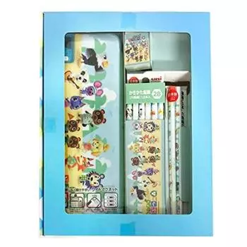 Канцелярский набор Mitsubishi Pencil Animal Crossing BT450DMS2 Новый набор на семестр/Новый бирюзовый