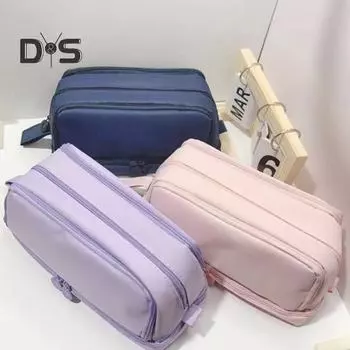 Канцелярский пенал с несколькими отделениями на молнии, сетчатыми карманами, большой вместимостью, органайзер для хранения ручек, школьные канцелярские принадлежности чёрный