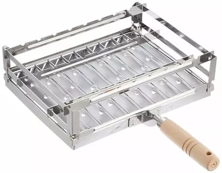 Kanda Grill Stainless Made in Frying Grilled Great for Grilling 109059 Pan, Steel, Japan, Tsubame-Sanjo, One-handed Pan, Fish, Eel, Silver, серебряный