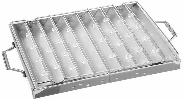 Kanda Grill Stainless Made in Two Frying Grilled Great for Grilling 109058 Pan, Steel, Japan, Tsubame-Sanjo, Hands, Pan, Fish, Eel, Silver, серебряный