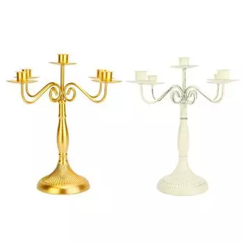 Канделябр в европейском стиле с 5 рожками, элегантный железный подсвечник для свадебного ресторана White