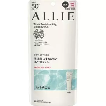 Kanebo Гель для лица Ally Chrono Beauty UV EX 60 г, солнцезащитный крем После подготовки кожи с помощью основных косметических средств нанесите небольшое количество средства из колпачка