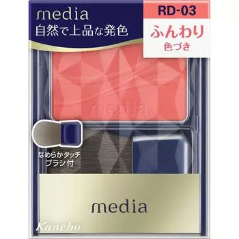 Kanebo Media Bright Up Cheek S RD-03 2,8 г Косметика для лица Способ применения: Нанесите румяна на кисть и растушуйте тыльной стороной ладони перед использованием.. После ри