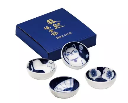 Kanese Aizome Engi Bean Small Bowl Set EN-401