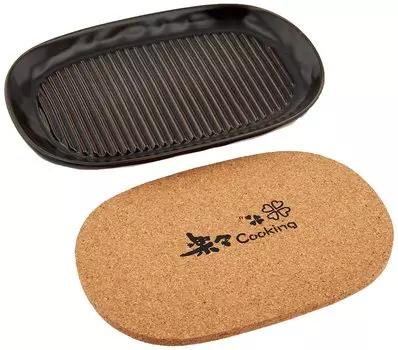 Kanese Heat Resistant Grill Table Plate Black with Cork Stand (Medium) G-721K чёрный