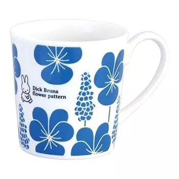 Kaneshotouki 208180 Dick Bruna Miffy Mug, Plenty of Large, Approx. 11.8 fl oz (350 ml), Blue Flower, Made in Japan