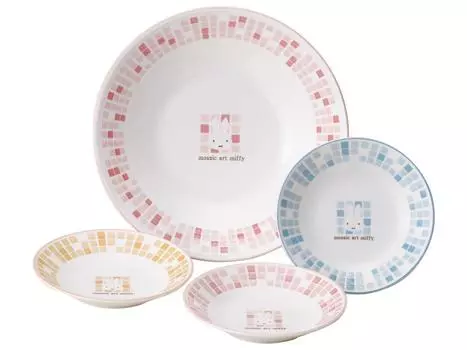 Kaneshotouki Dick Bruna Mosaic Miffy Party Tableware Set Cosmetic 278761 Miffy Art (with Box)