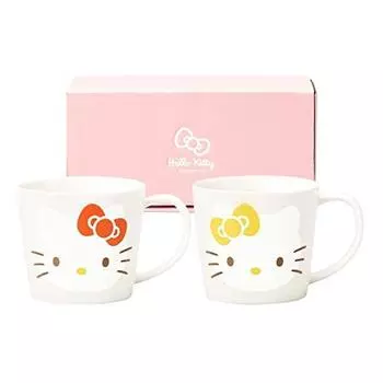 Kaneshotouki Sanrio 511750 Hello Kitty & Mimy парная кружка, кружка для лица, размер M, прибл.. 9,5 жидких унций (280 мл), Набор из 2 штук, White Sisters, сделано в Японии