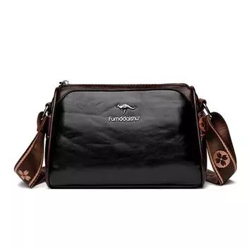Kangaroo Fashion Broadband One-Shoulder Bag Soft Cowhide Upgrade three-Black: (kangaroo leather authorized)