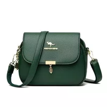 Kangaroo Genuine Goods Casual One Shoulder Genuine Leather Crossbody Bag for Middle-Aged People Green