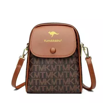 Kangaroo Genuine Goods Genuine Leather Mobile Phone Small Bag Women 2025 New Women s Bag Fashion Shoulder Messenger Bag All-Match Coin Purse Kangaroo-Print MK Brown