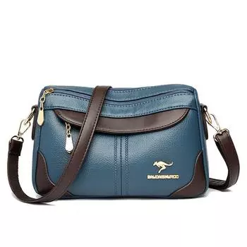 Kangaroo Leather Women s Bag Crossbody Bag Women s Bag 2025 New Pouch Satchel Shoulder Bag Mother Bag Soft Cowhide Blue