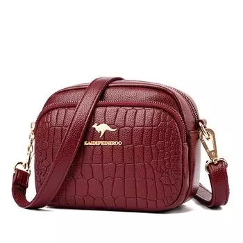 Kangaroo Shoulder Soft Leather Ladies Pouch Burgundy