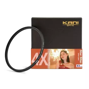 KANI 82mm Cross Filter Star Effect 4X Short Light 4 Front Frame Rotatable Special Effects Filter Night View Illumination Point Light Source Black