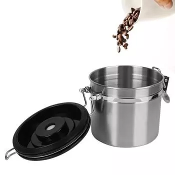 Канистра для хранения из нержавеющей стали для кофейных зерен, кофейная посуда, контейнер для кофе с клапаном CO2, герметичная крышка, сохраняющая свежесть