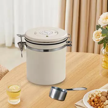 Канистра для кофе, герметичный контейнер для хранения пищевых продуктов, герметичный герметичный контейнер для чая, сахарных зерен 1,5 л. белый