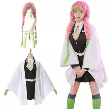Kanji Ryohin Mitsuri Kanroji Косплей с париком Koibashira Kanroji Mitsuri Косплей Костюм Взрослый Костюм Культурный Фестиваль Событие Костюм Убийцы Демонов