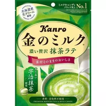 KANRO Gold Milk Candy Green Tea Latte 61 гПремиальные конфеты с молоком матча с чувством качества и Премиальные конфеты с молоком матча с чувством качества 1
