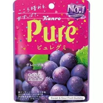 KANRO Протертый жевательный виноград 56 гХарактеристикиСладкий фруктовый привкус и стильный дизайн делают эти жевательные конфетыХарактеристикиСладкий фруктовый привкус и стильный дизайн 1