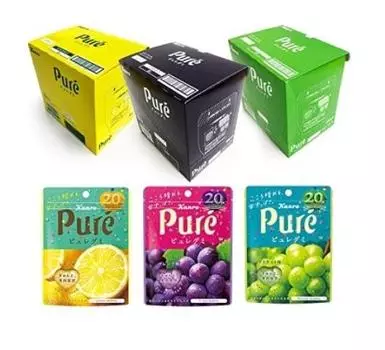 Kanro Pure Gummy типы x 6 Ассорти из 18 штук (3 сумки) (Лимон, Мускат, Виноград)