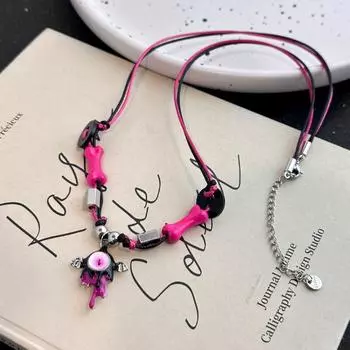 Kansai Big Eye Monster Female Sweet Cool Style Student Braided Rope Chain length about 52cm + extended chain about 6cm