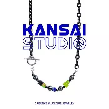 Kansai Гематитовая Пара Изысканный Блок Chain length 52cm
