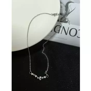 Kansai New Arrival Zircon Cherry Blossom Snowflake XINGX Necklace Cold Style T-shirt Chain Ins Niche Personality Japanese and Korean Jewelry Chain length 40.5cm + extended chain 5.5cm