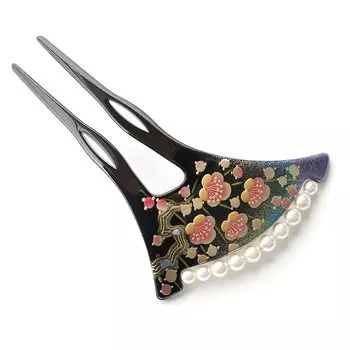 Kanzashi Makie Украшение для волос в японском стиле Plum Pearl Повседневное использование Сделано в Японии kanzasi Watmosphere Аксессуар для волос После вечеринки Кимоно Официальная одежда чёрный