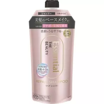 KAO Essential THE BEAUTY Шампунь для восстановления текстуры волос, сменный блок 340 мл ETSENSIAL Шампунь/кондиционер (уход за повреждениями) Использовать: Возьмите соответствующий