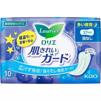 KAO Laurier Skin Care Guard Night Wingless 10 шт. (Квази-лекарство) Салфетка Skin Clean Guard общего назначения. Заменяйте ее по мере необходимости во время менструации.